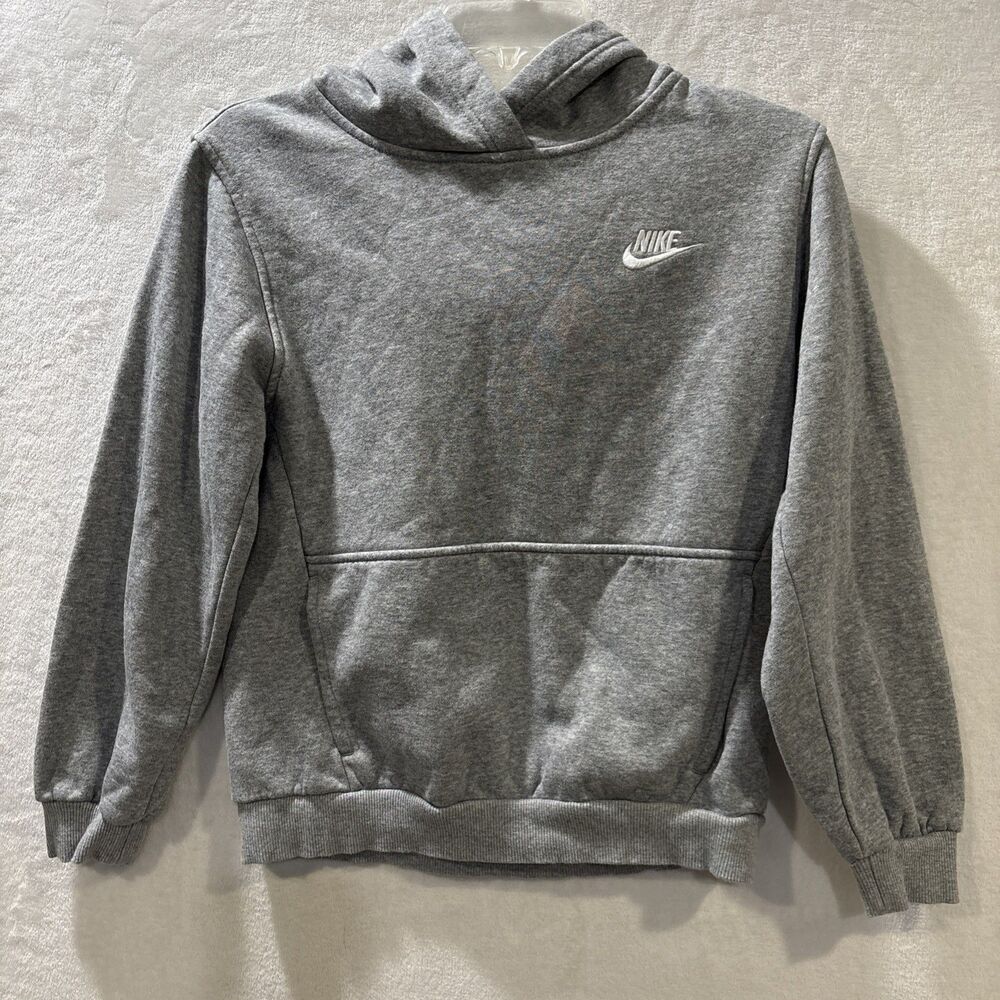 Nike Sportswear Club Fleece Hoodie Unisex Kids Large Grey Sweatshirt Swoosh